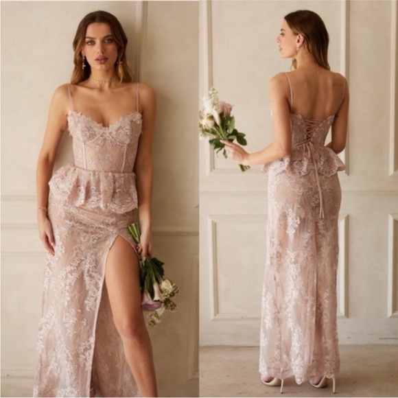 V. Chapman Lace Gown in Hushed Violet - Picture 2 of 5